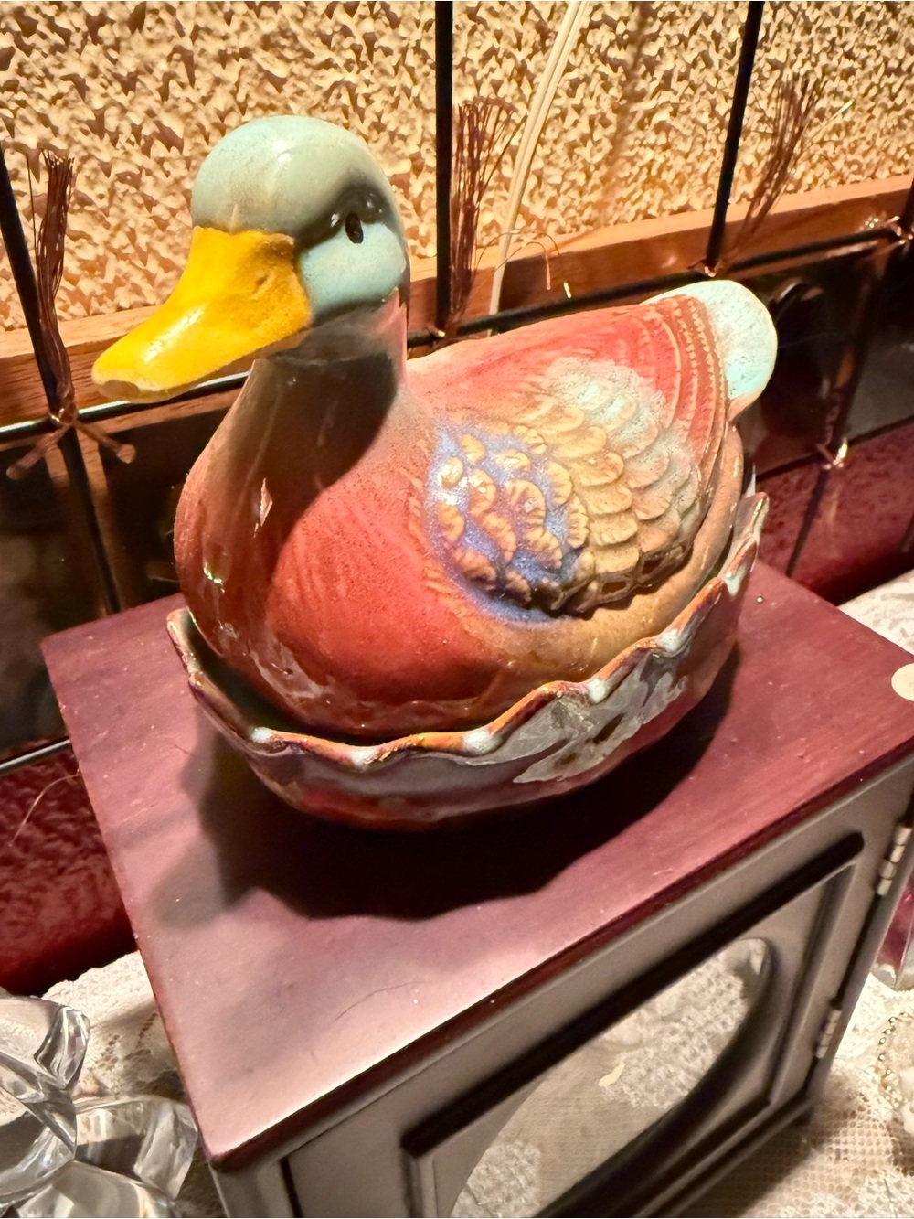 Handcrafted Multicolor Ceramic Duck Accent by